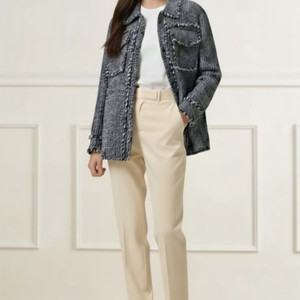 오즈세컨 글리터 칼라셔츠 트위드 자켓 44~55사이즈