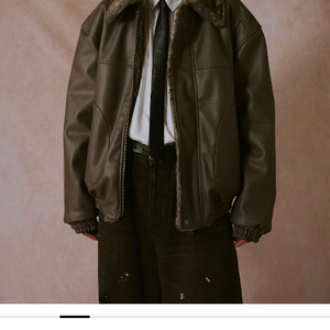 캠퍼 우드 퍼 레더 리버서블 재킷 브라운