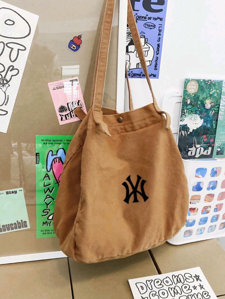MLB 가방 캔버스 숄더백 에코백 대용량 스쿨백 카키--6