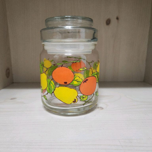 빈티지 모과 그림 유리 밀폐 용기