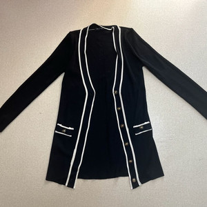 블랙 스티치 롱 가디건