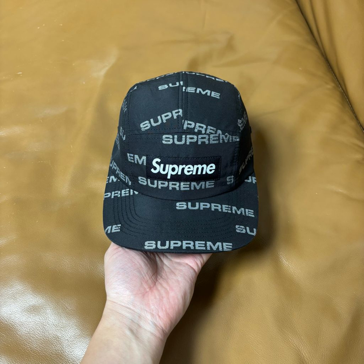 슈프림 캠프캡 모자 박스로고 자카드 블랙--1