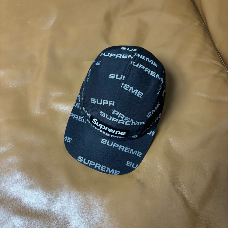 슈프림 캠프캡 모자 박스로고 자카드 블랙--4