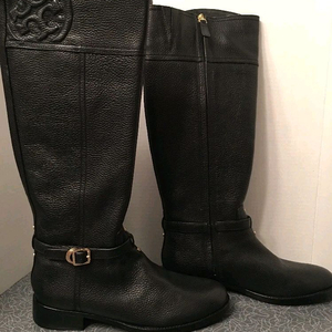 토리버치 블랙 레더 롱부츠 245mm