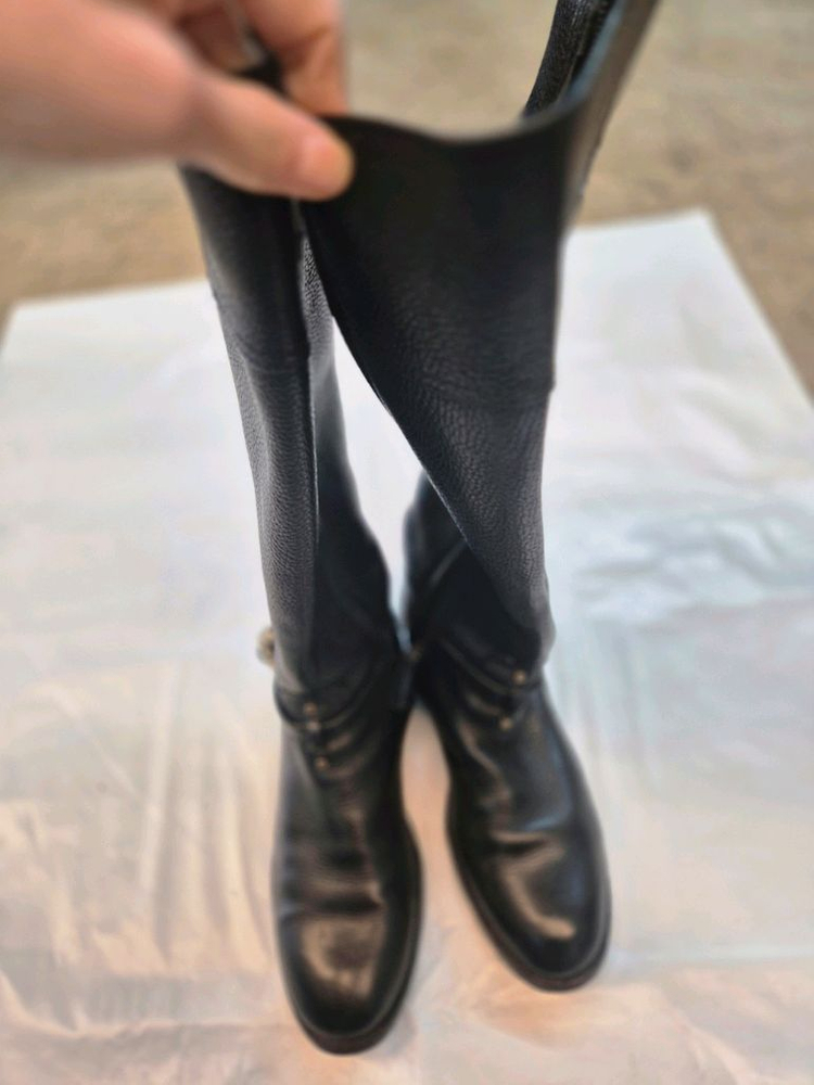 토리버치 블랙 레더 롱부츠 245mm--2