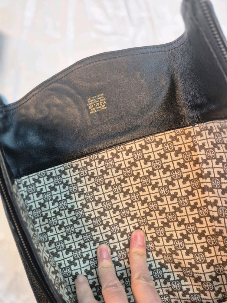 토리버치 블랙 레더 롱부츠 245mm--6