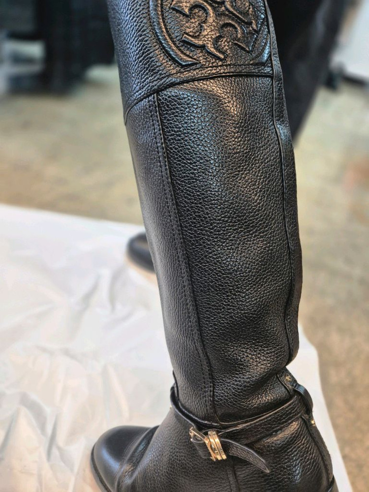 토리버치 블랙 레더 롱부츠 245mm--7