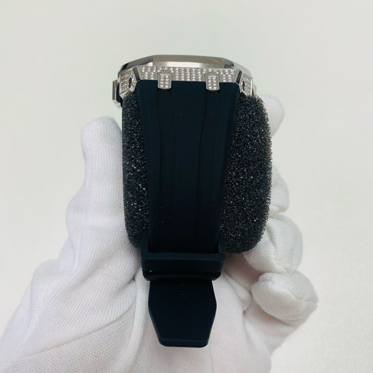 ICED OUT 지샥 GA-2100 지얄오크 실버 보석 블랙 스트랩 시계 이미지