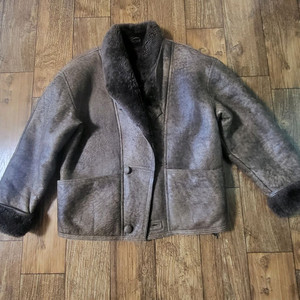 델포르모 양모피 양털 무스탕 자켓 브라운