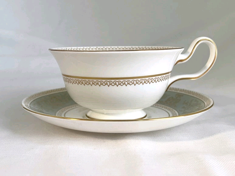 웨지우드 콜럼비아 세이지 그린 피오니잔 소서 듀오--0