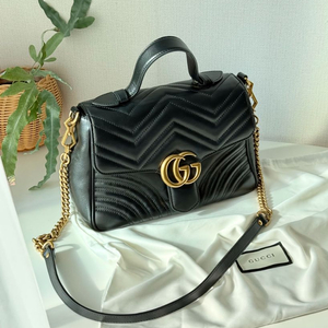 구찌 GG 마몽 마틀라세 탑 핸들백 스몰