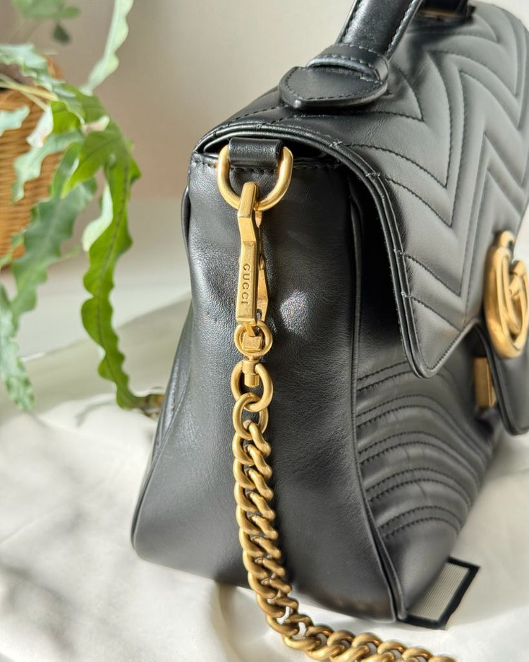 구찌 GG 마몽 마틀라세 탑 핸들백 스몰--2