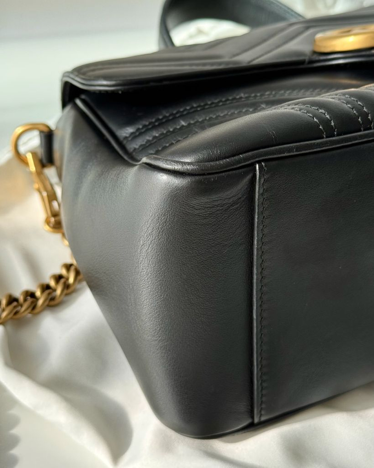 구찌 GG 마몽 마틀라세 탑 핸들백 스몰--3