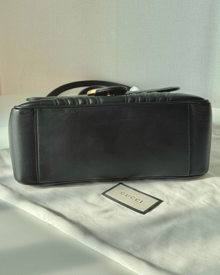 구찌 GG 마몽 마틀라세 탑 핸들백 스몰--5