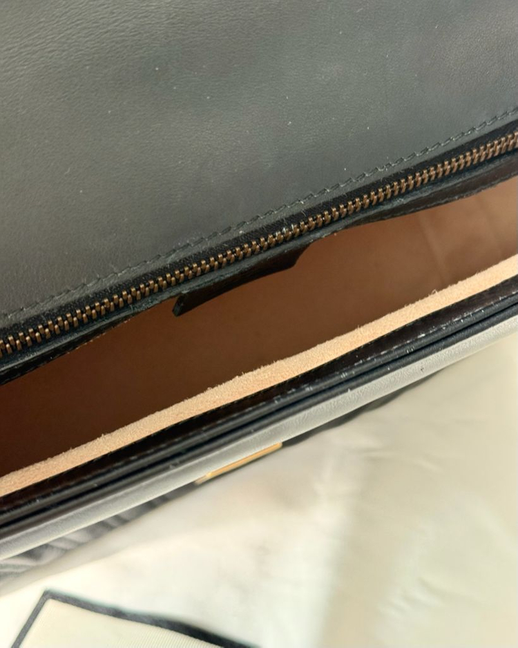 구찌 GG 마몽 마틀라세 탑 핸들백 스몰--6