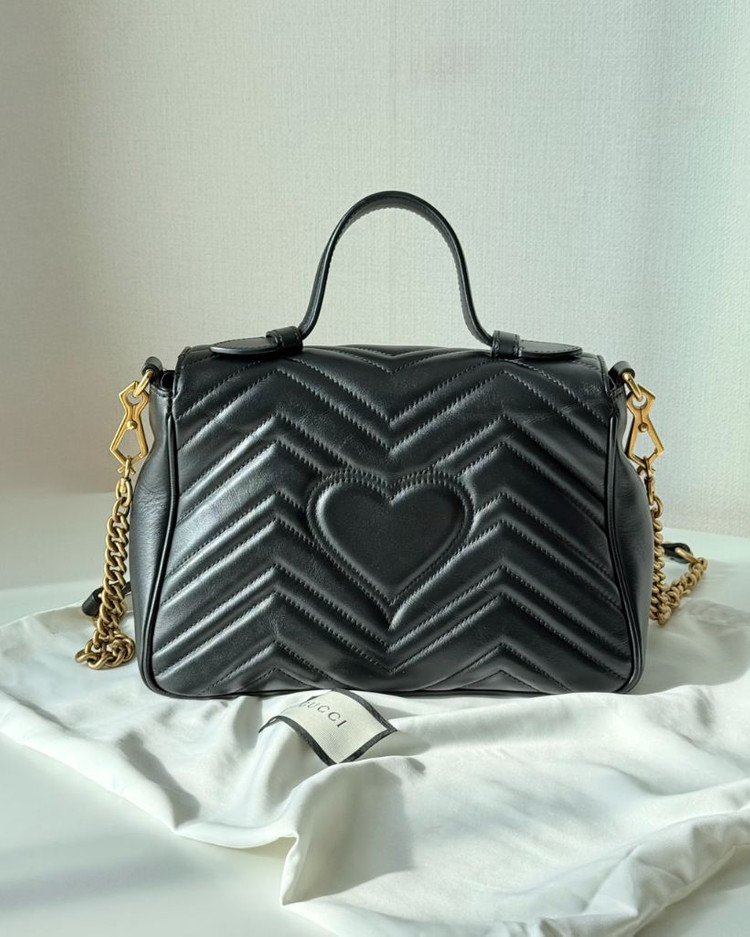 구찌 GG 마몽 마틀라세 탑 핸들백 스몰--7