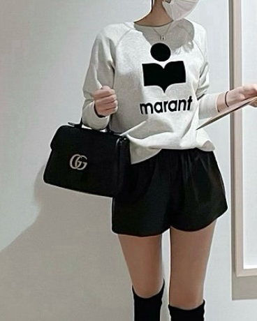 구찌 GG 마몽 마틀라세 탑 핸들백 스몰--9