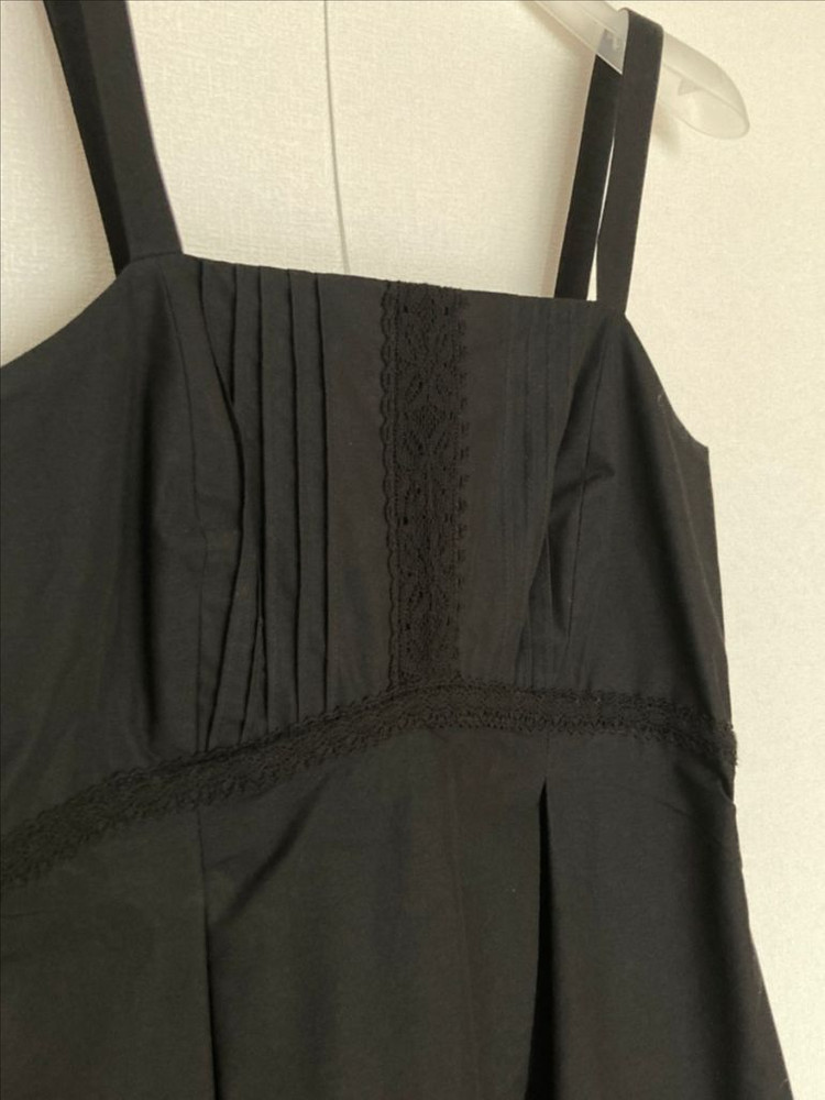 (새상품) 르플레인 레이스 슬리브리스 민소매 끈 블랙 원피스--1