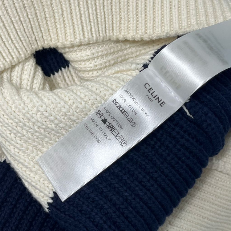 셀린느 스트라이프 리브드 울 로고니트--5