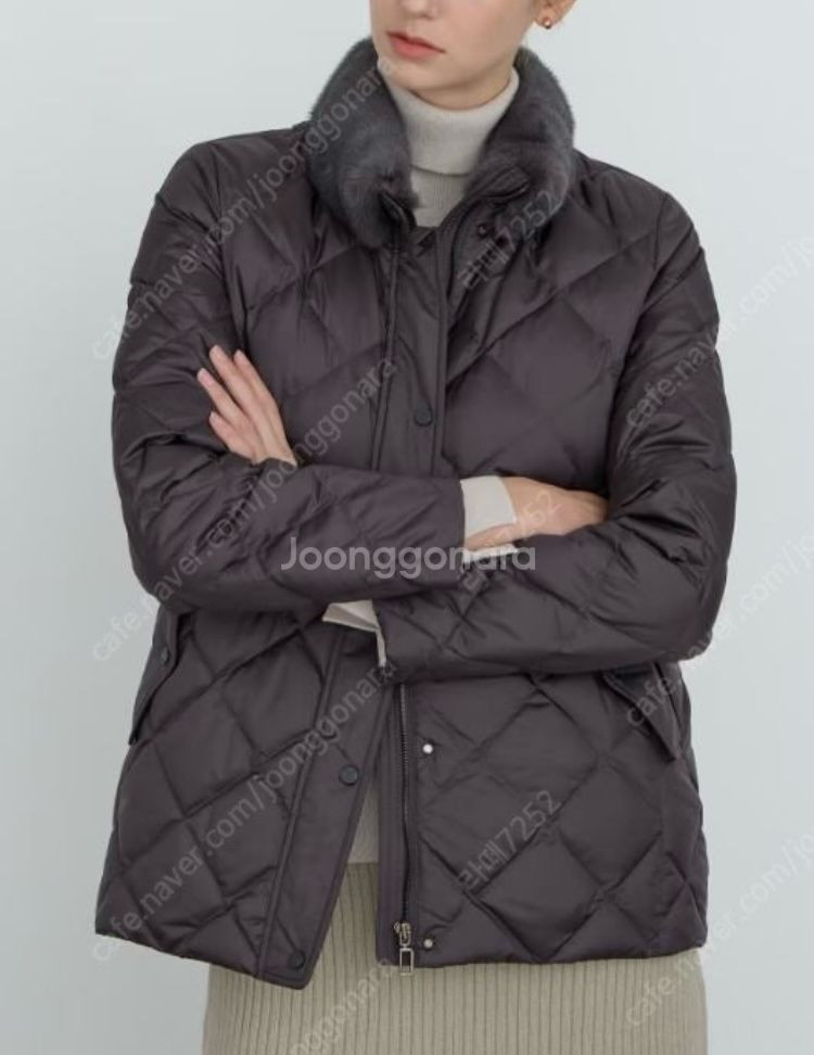 닥스 여성 탈착 밍크카라 경량 구스다운 / 브라운 77사이즈--3