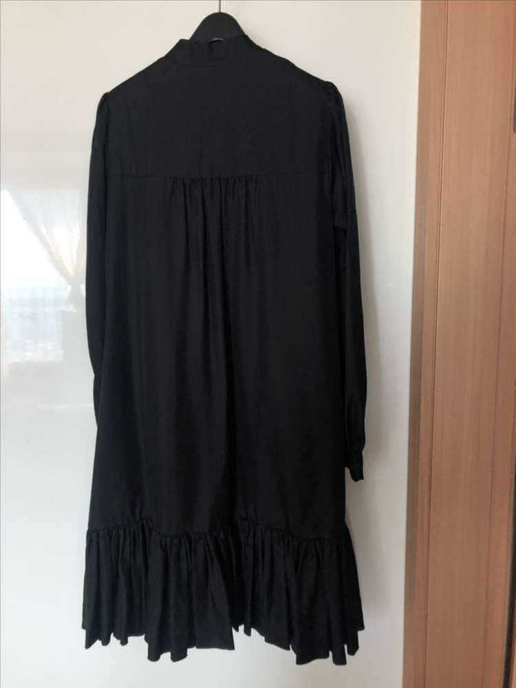 DKNY 실크100% 견 보우 타이 리본 원피스 결혼식 하객룩 올드머니룩--9