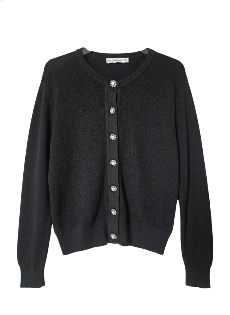 자라 쥬얼버튼 니트 가디건 블랙 색상 S사이즈 이미지