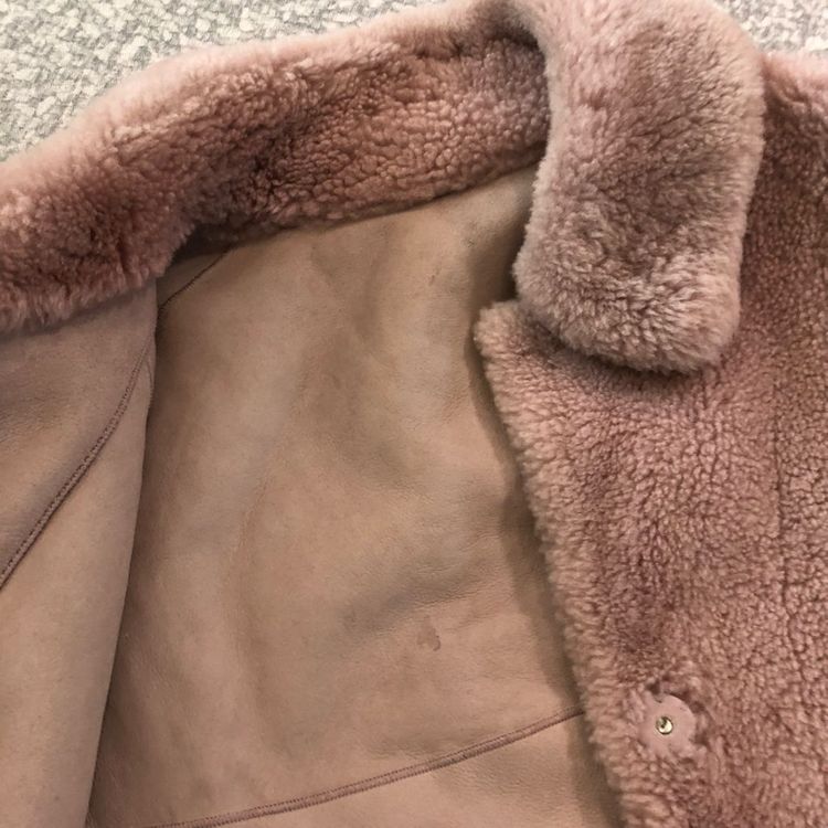 듀엘 21년 리얼 램스퍼 양털 양가죽 천연모피 무스탕 핑크 코트 양모자켓--7