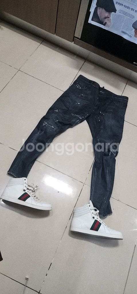 디스퀘어드 블랙테이핑 블랙진 35~39--1