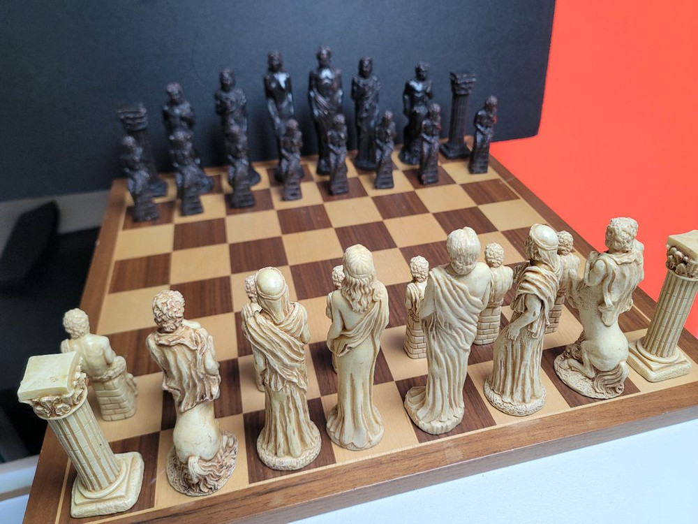 클래식 스타일 체스 - 그리스 로마신화 엔틱 빅사이즈 체스판 세트--0