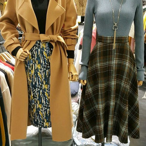 <새옷> 체크 울 스커트 55사이즈