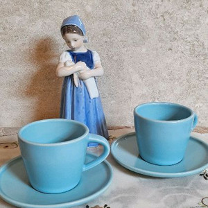 빈티지] 호가니스 민트블루커피잔 - 2조