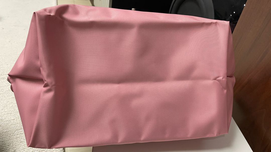 롱샴 르 플리아쥬 그린 토트백 M 페탈 핑크 롱핸들 이미지