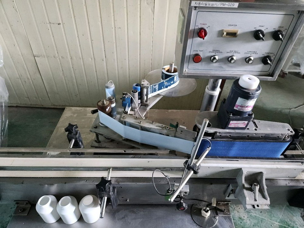 중고 국산 원통 라벨러 라벨부착기 스티커부착기--1