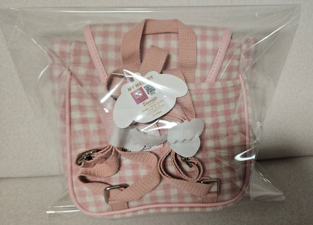 산리오 마이멜로디 한교동체크백팩 체크가방--1