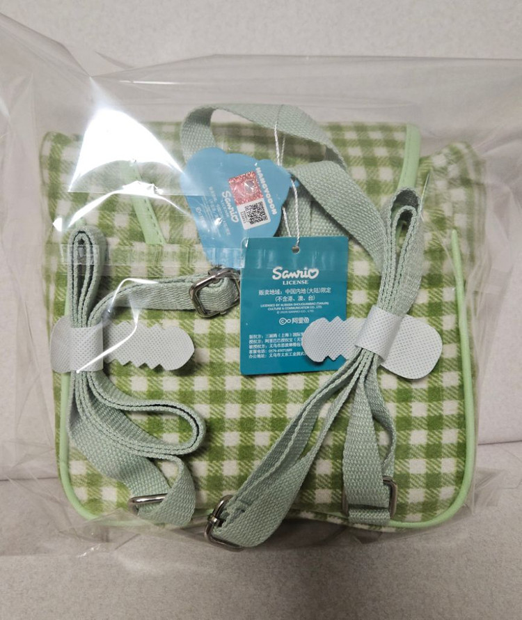 산리오 마이멜로디 한교동체크백팩 체크가방--3