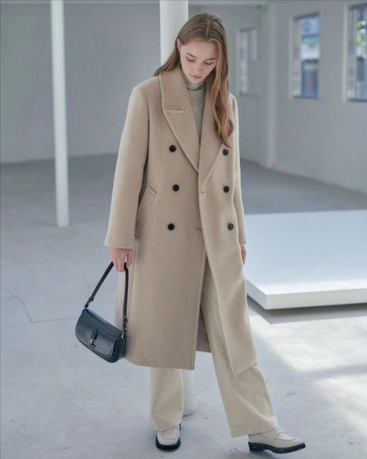 루에브르 캐시미어 더블 코트 1사이즈 블랙--4