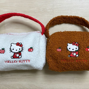 산리오 헬로키티 토트백 뽀글이 양털 가방 화이트/브라운(새상품) 이미지