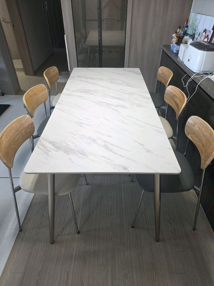 식탁연구소 앨리스 6인용 세라믹 식탁세트 의자포함 이미지