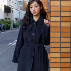 새상품) 로엠 핸드메이드 캐시미어 미디코트 블랙 s