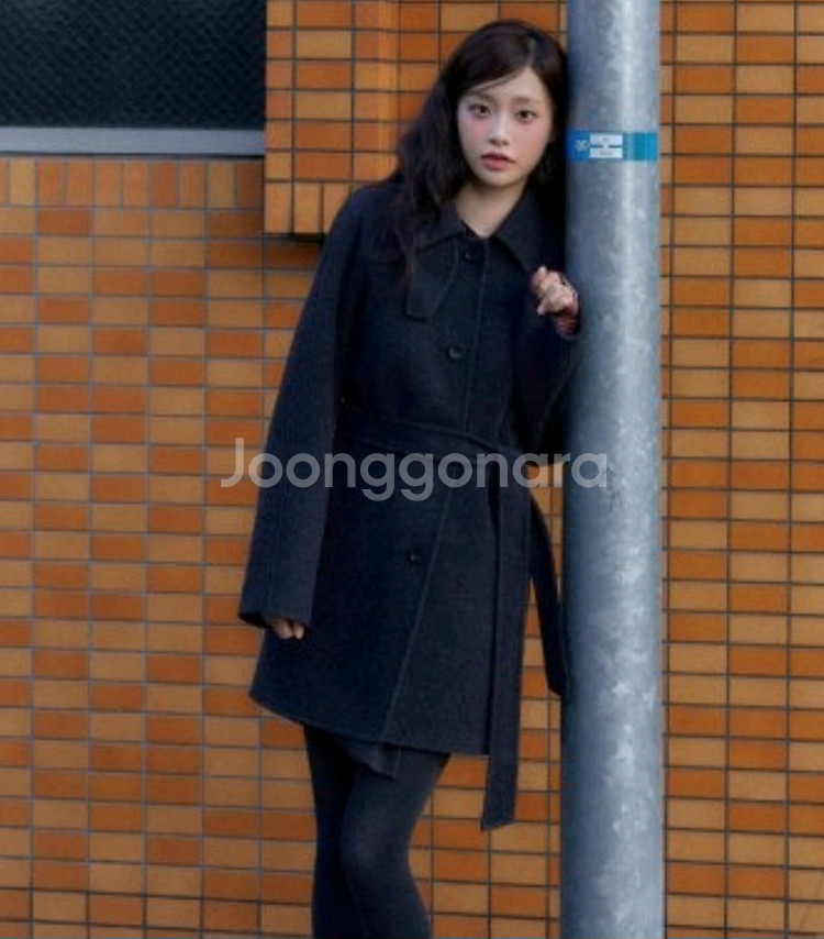 새상품) 로엠 핸드메이드 캐시미어 미디코트 블랙 s--1