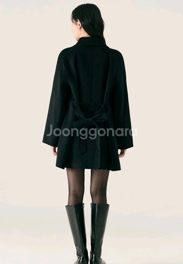 새상품) 로엠 핸드메이드 캐시미어 미디코트 블랙 s--4