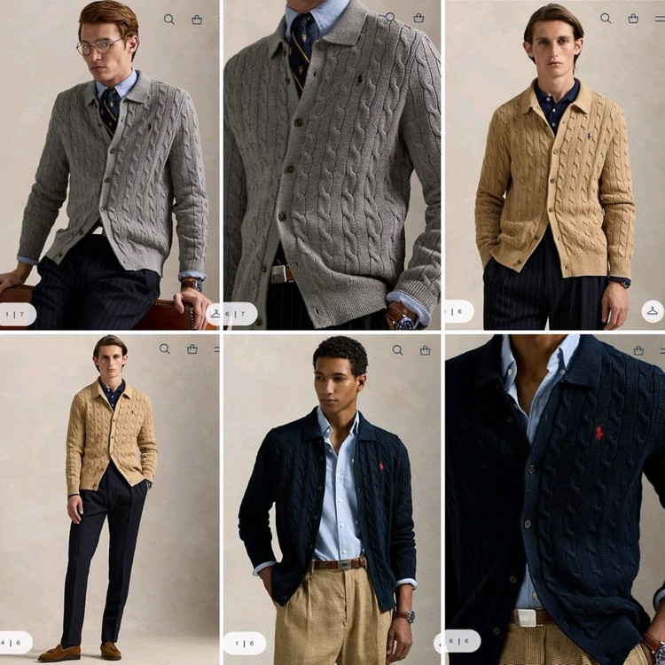 폴로 케이블 니트 코튼 가디건--6