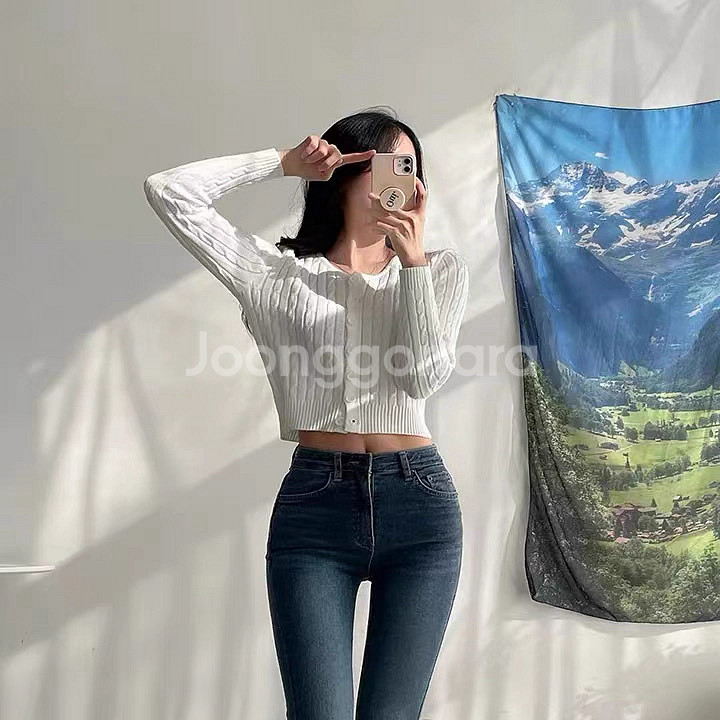 크롭 꽈배기 가디건--3