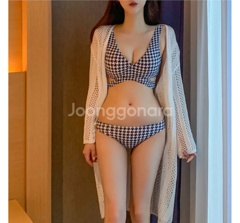 체크 하운드 수영복 비키니--2