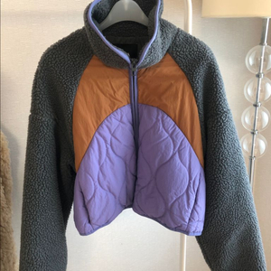 자라 양털 컬러블록 패딩 자켓