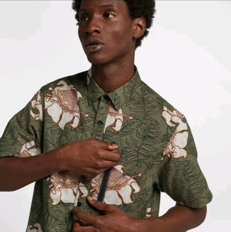 [해외M]나이키랩 플로랄 쇼트 슬리브셔츠 카키 이미지