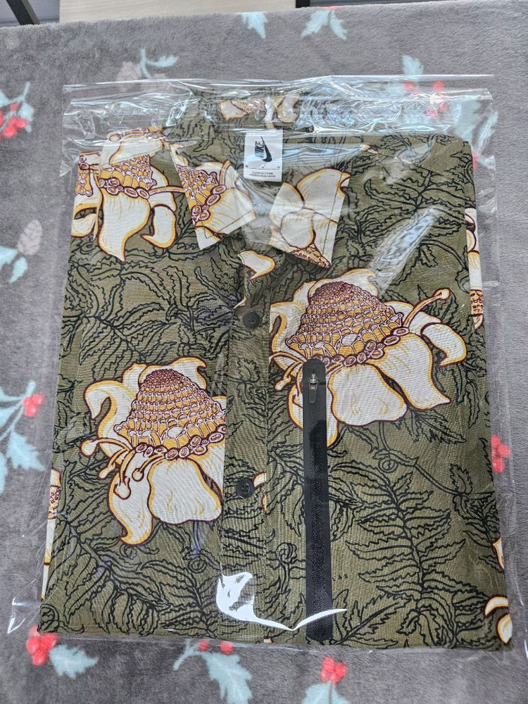 [해외M]나이키랩 플로랄 쇼트 슬리브셔츠 카키 이미지