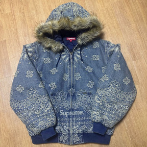 슈프림 반다나 자카드 데님 후드집업 워크자켓 L 이미지