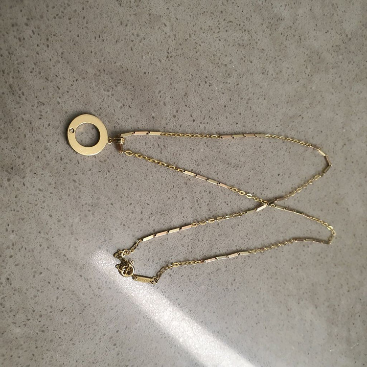 미니골드 14k 콤비 체인 목걸이 & 루비아 커플 팬던트--2