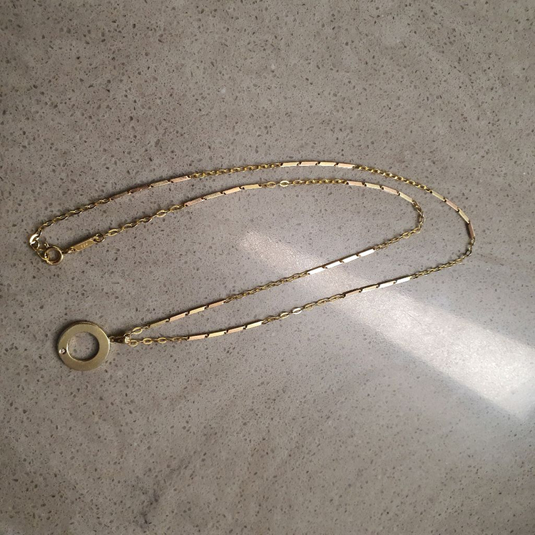 미니골드 14k 콤비 체인 목걸이 & 루비아 커플 팬던트--4